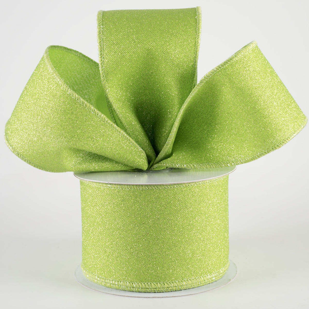 2.5" Fine Glitter on Royal Ribbon: Light & Fresh Green (10 Yards) Lifestyle Photo
