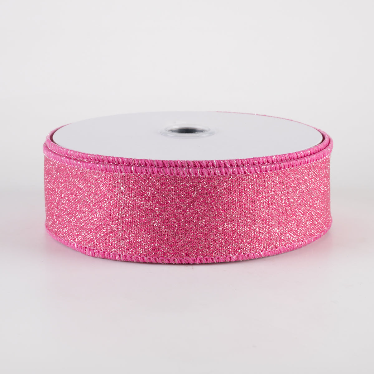 1.5" Fine Glitter on Royal Ribbon: Light Pink, Fuchsia (10 Yards)