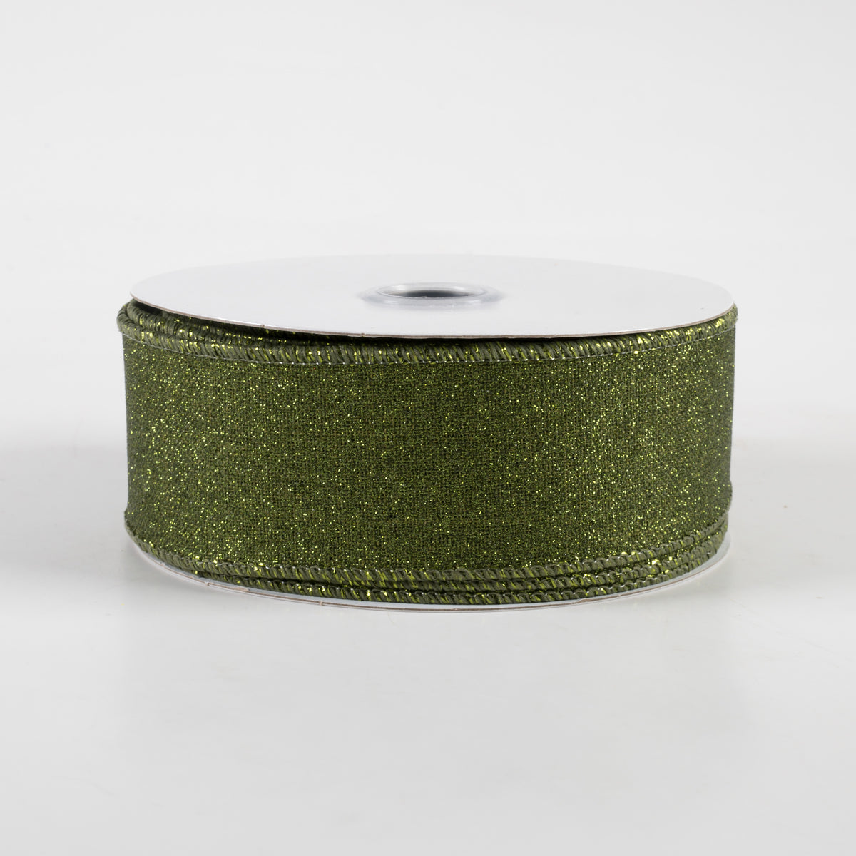 1.5" Fine Glitter on Royal Ribbon: Moss Green (10 Yards)
