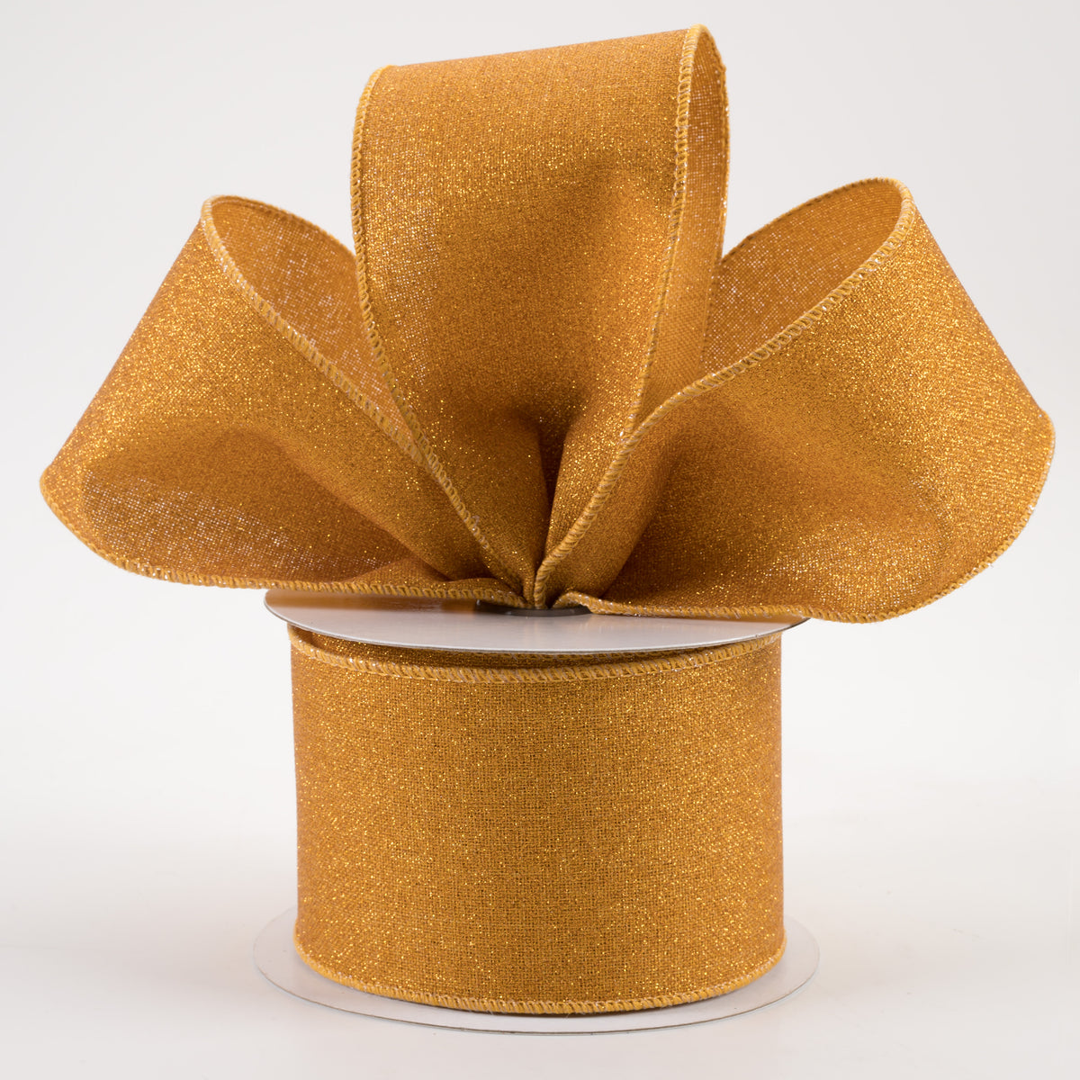2.5" Fine Glitter on Royal Ribbon: Mustard Yellow (10 Yards) Lifestyle Photo