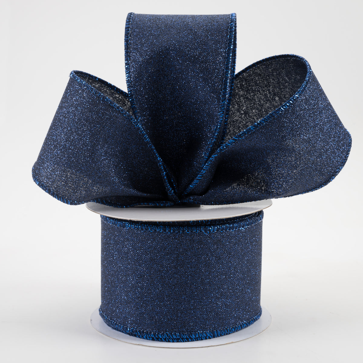 2.5" Fine Glitter on Royal Ribbon: Navy Blue (10 Yards) Lifestyle Photo