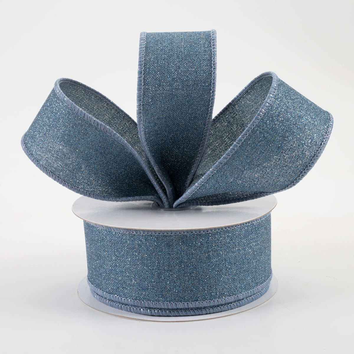 1.5" Fine Glitter on Royal Ribbon: Smoke Blue (10 Yards) Lifestyle Photo