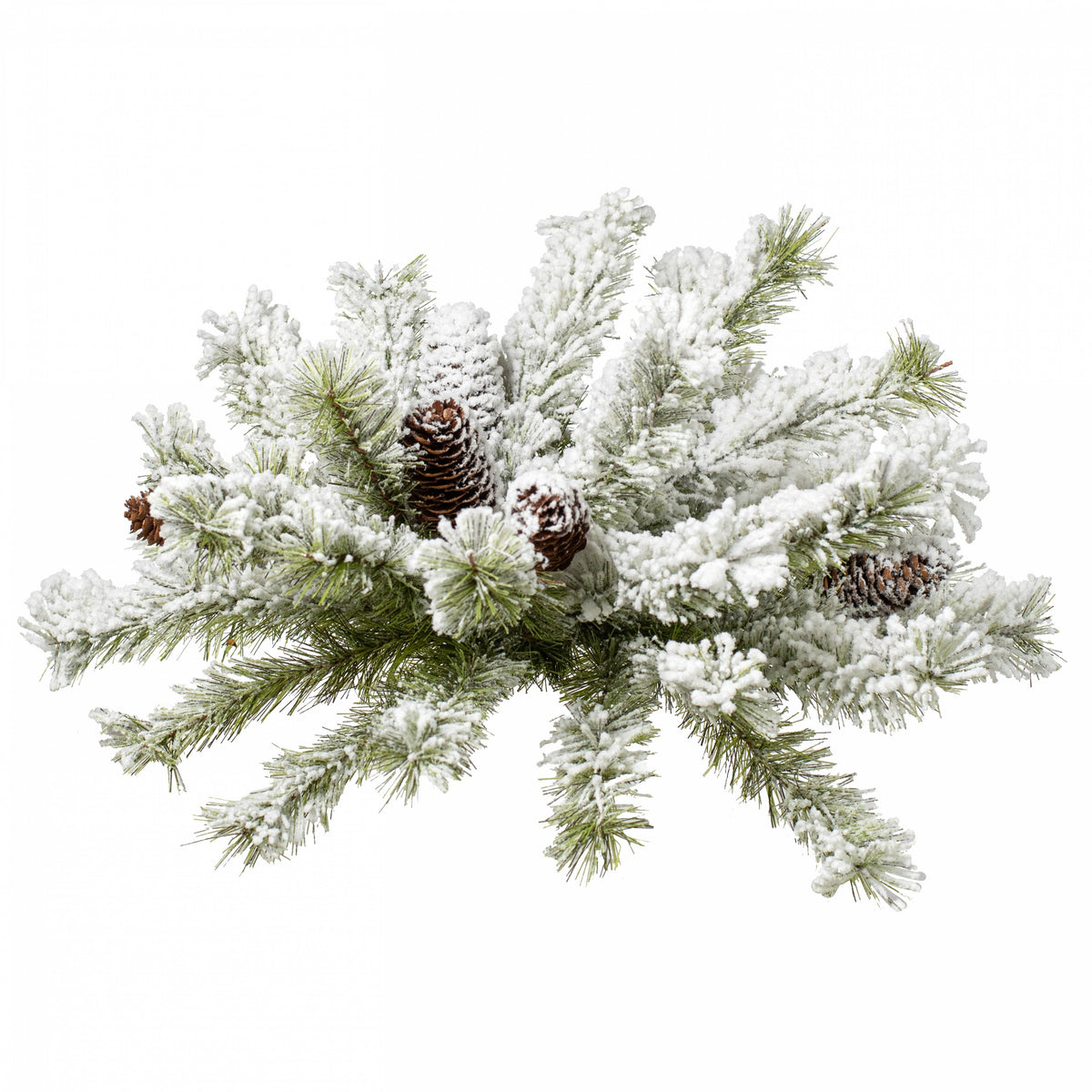 18" Flocked Dakota Pine Centerpiece Ball Swag Item Number: 86169HB18