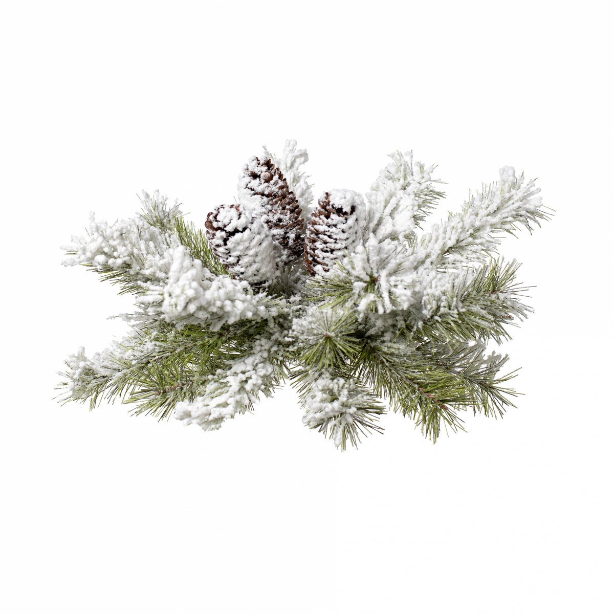 12" Flocked Dakota Pine Centerpiece Ball Swag Item Number: 86169HB12