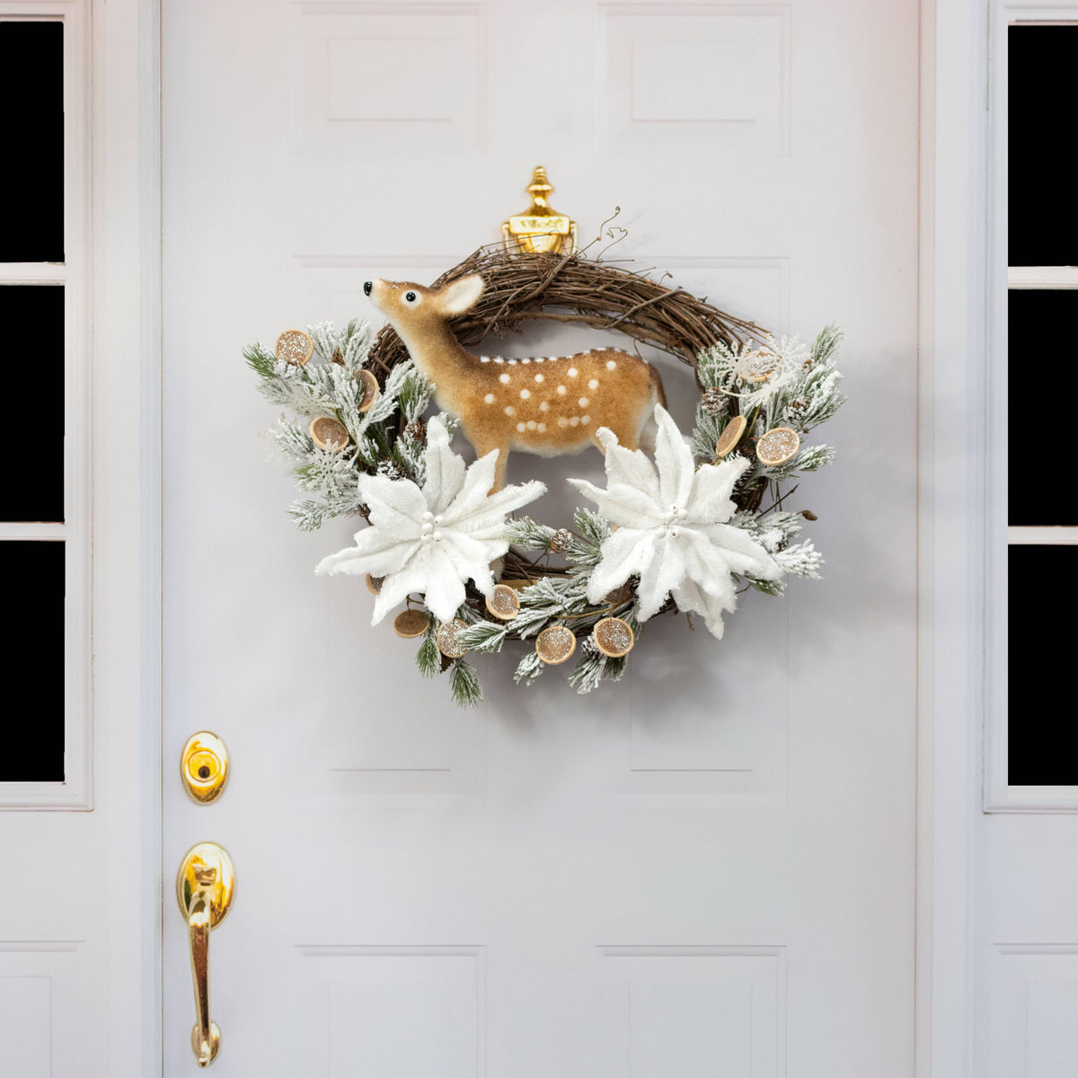 15" Flocked Deer Figurine detail photo 4