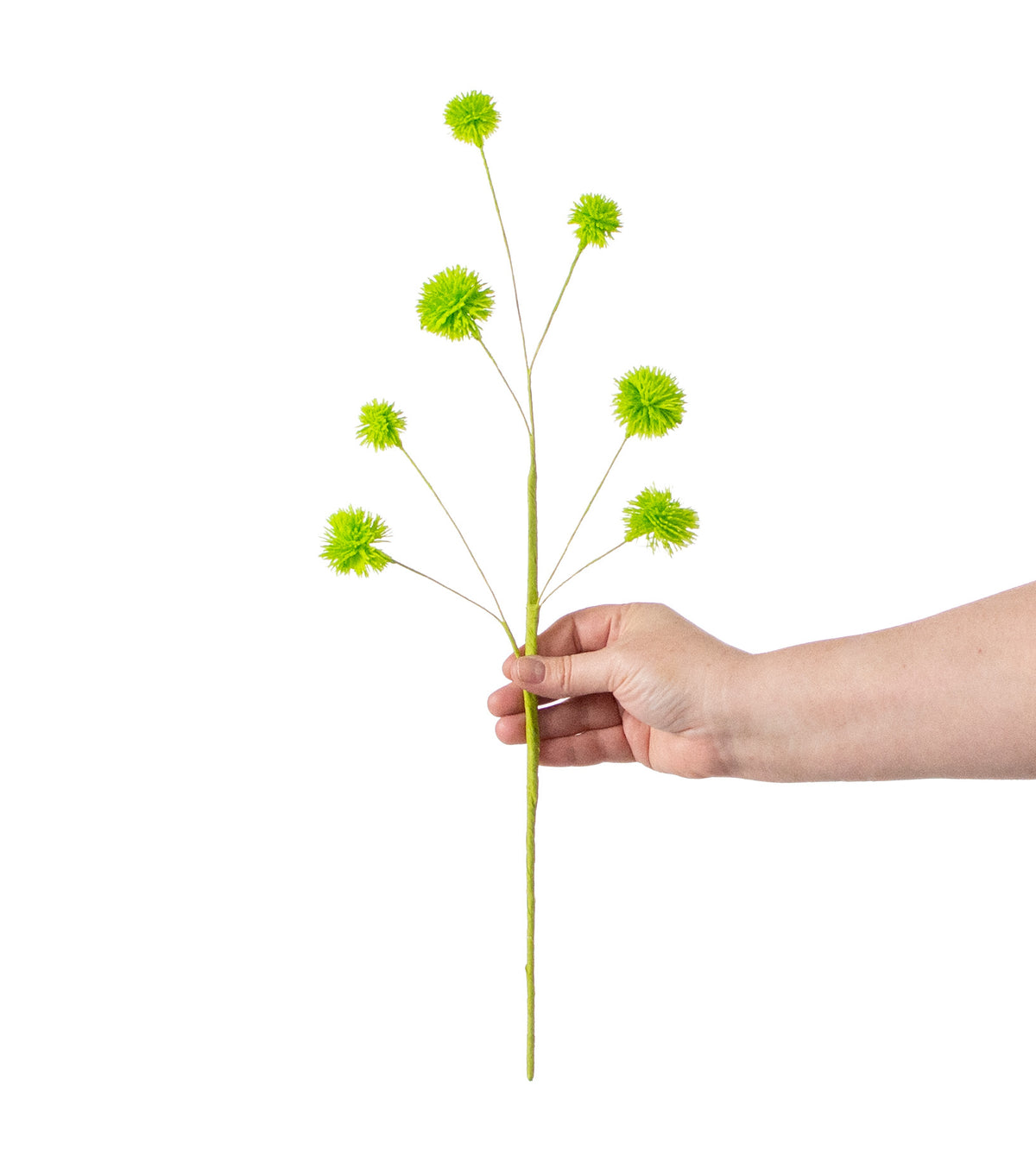 19" Flocked Pom Pom Spray: Lime Green detail photo 3