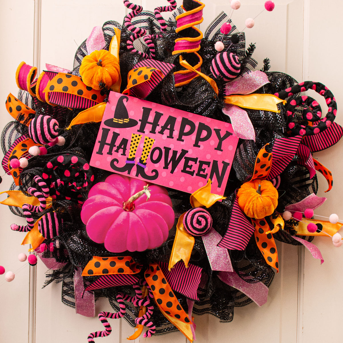 7" Flocked Pumpkin: Hot Pink Lifestyle Photo