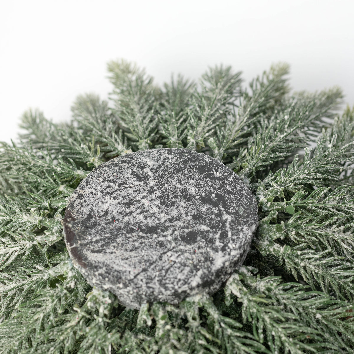 11" Flocked Spruce Fir Half Ball Sphere detail photo 3