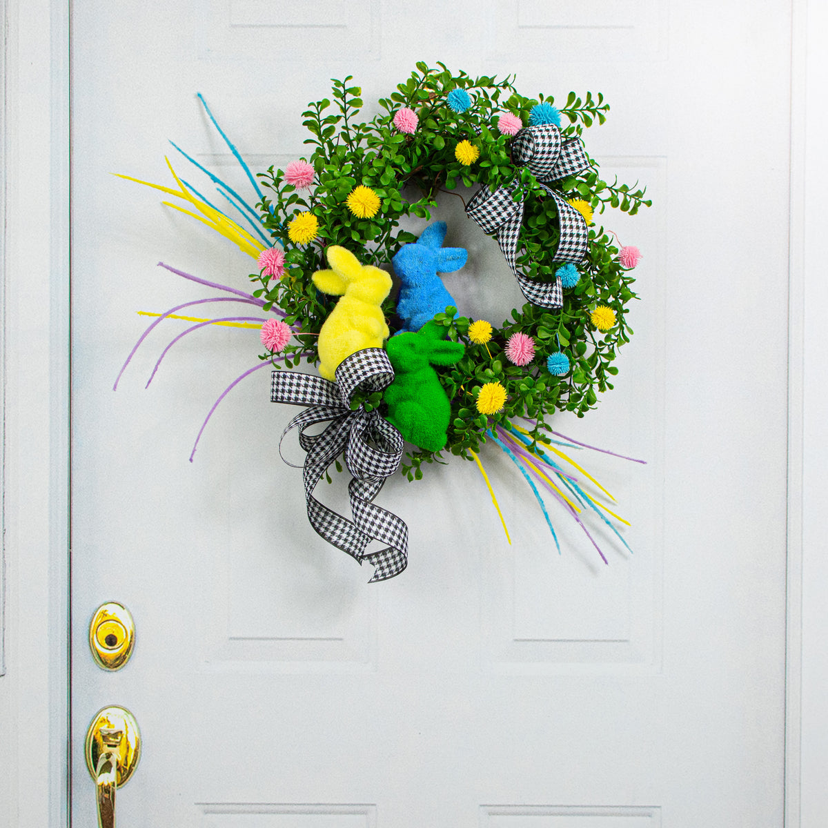 6" Flocked Standing Rabbit: Bright Blue Lifestyle Photo