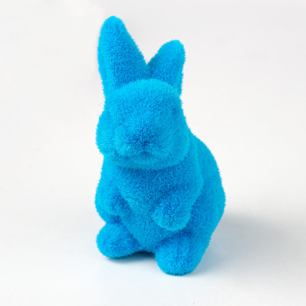 6" Flocked Standing Rabbit: Bright Blue detail photo 3