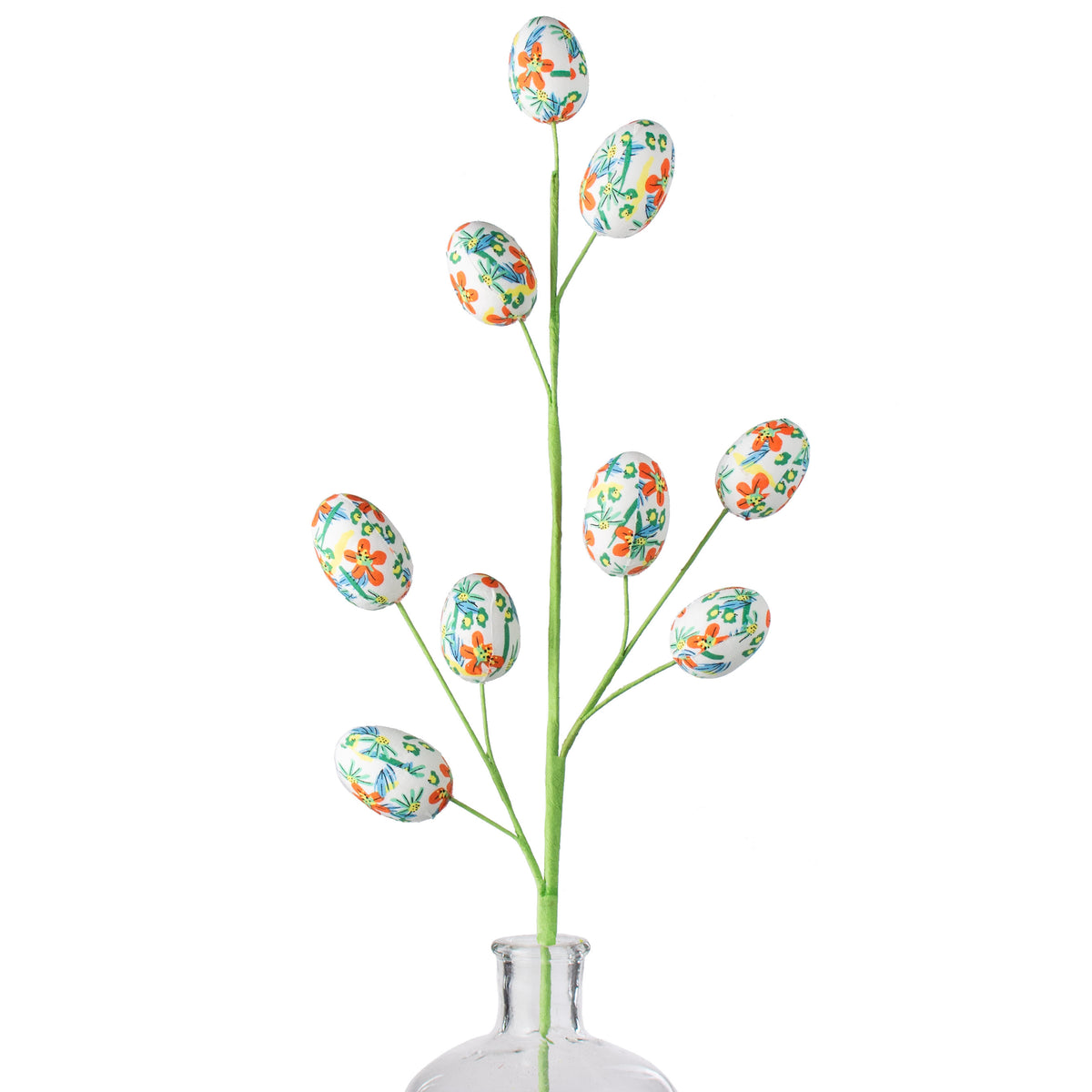 29" Floral Print Easter Egg Spray: Orange, Green, Blue Item Number: 40051