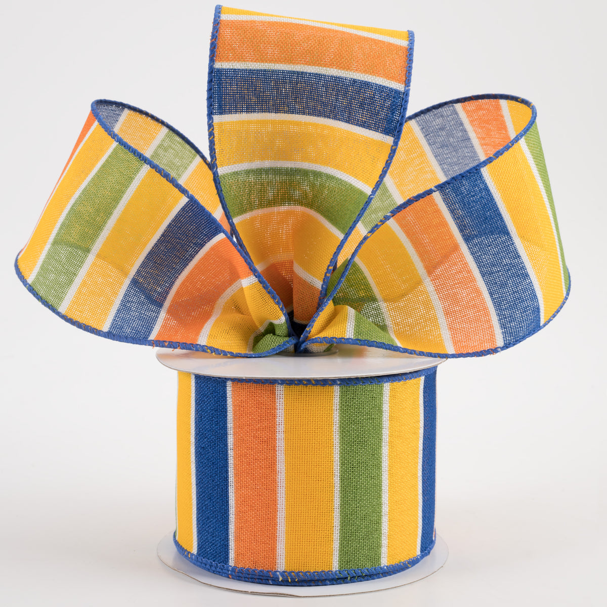 2.5" Florida Stripe Ribbon: Blue, Orange, Yellow & Green (10 Yards) Lifestyle Photo