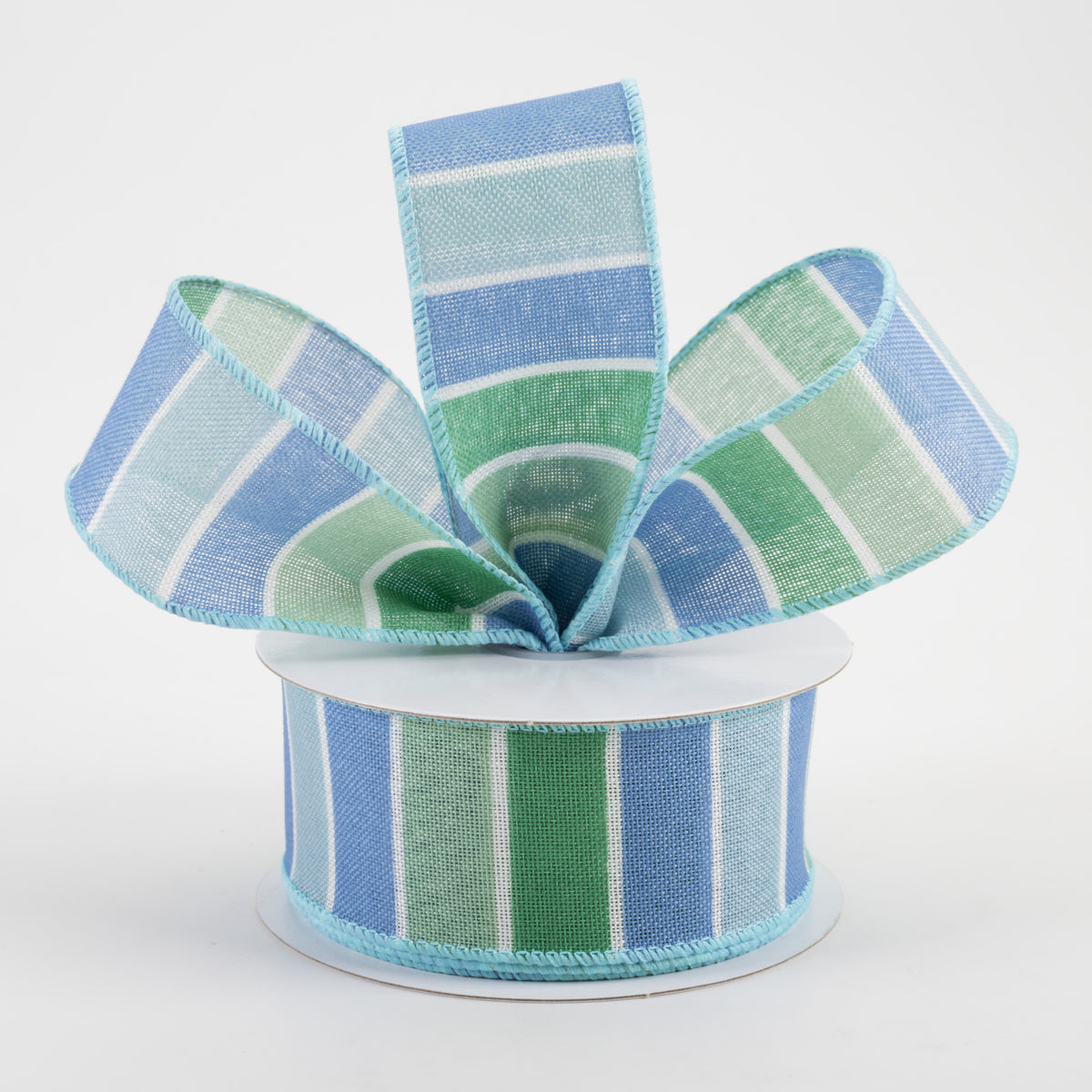 1.5" Florida Stripe Ribbon: Blues, Mint, Green (10 Yards) Lifestyle Photo