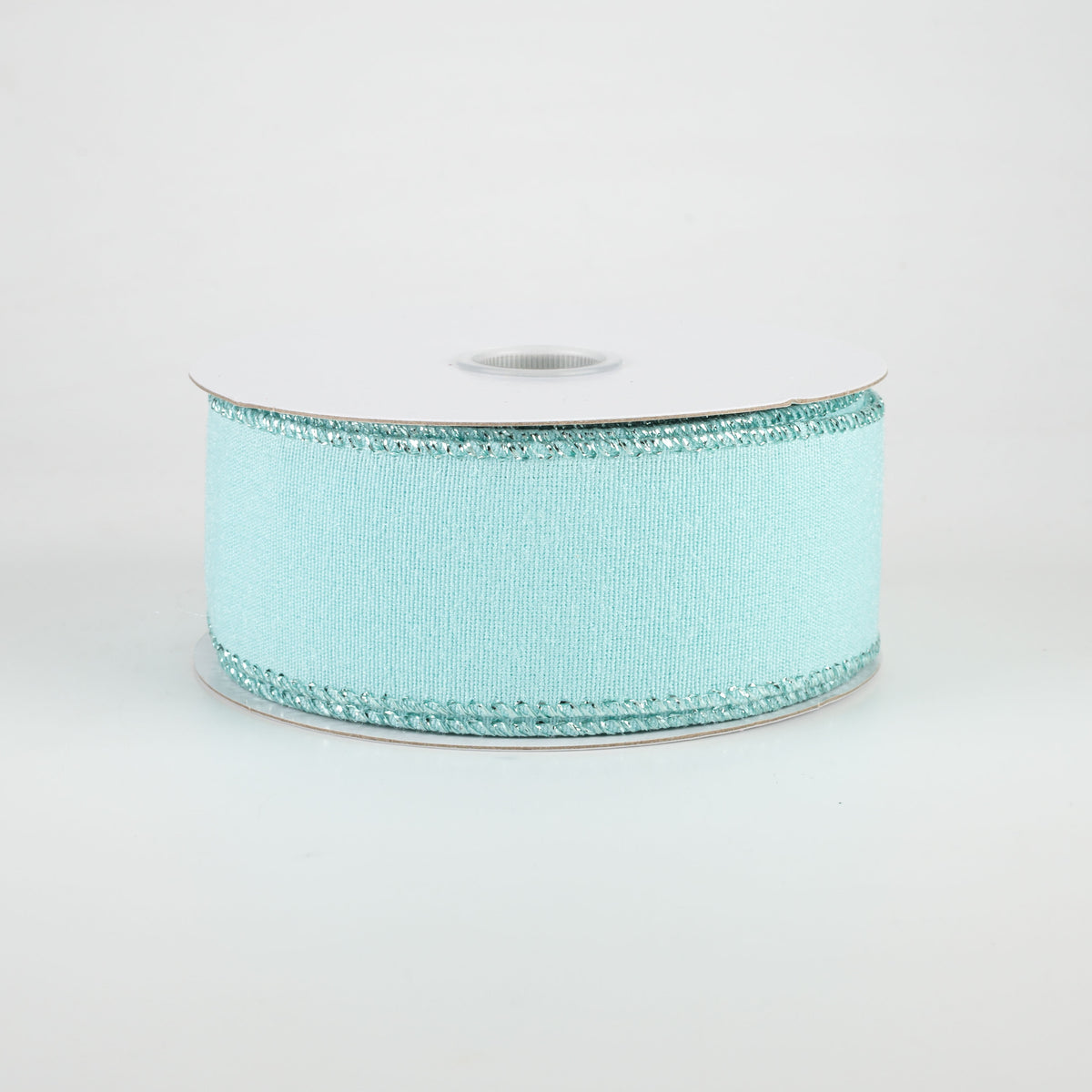 1.5" Fluff Linen Metallic Edge Ribbon: Aqua Blue (10 Yards)