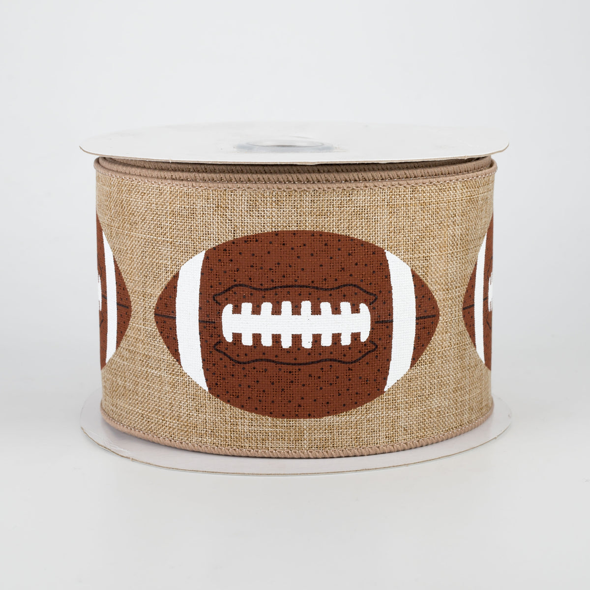 2.5" Footballs Ribbon: Light Beige (10 Yards)