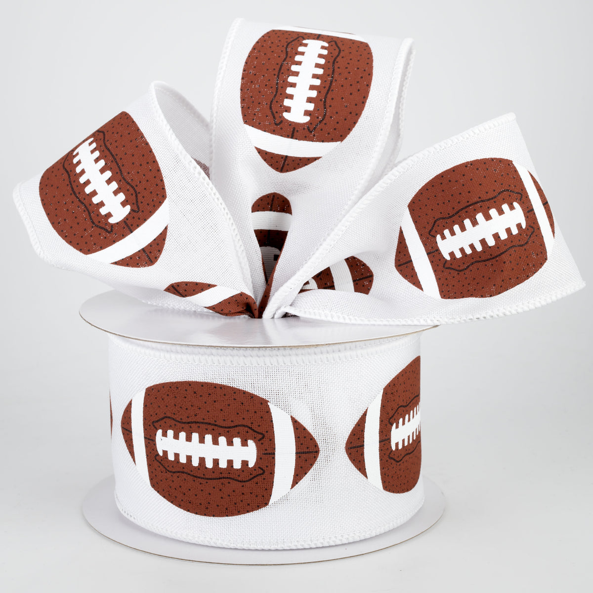 2.5" Footballs Ribbon: White (10 Yards) Lifestyle Photo