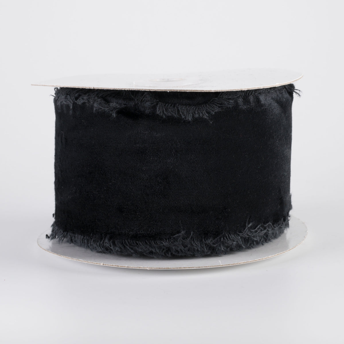 2.5" Frayed Edge Unwired Velvet Ribbon: Black (10 Yards) Item Number: RN591202