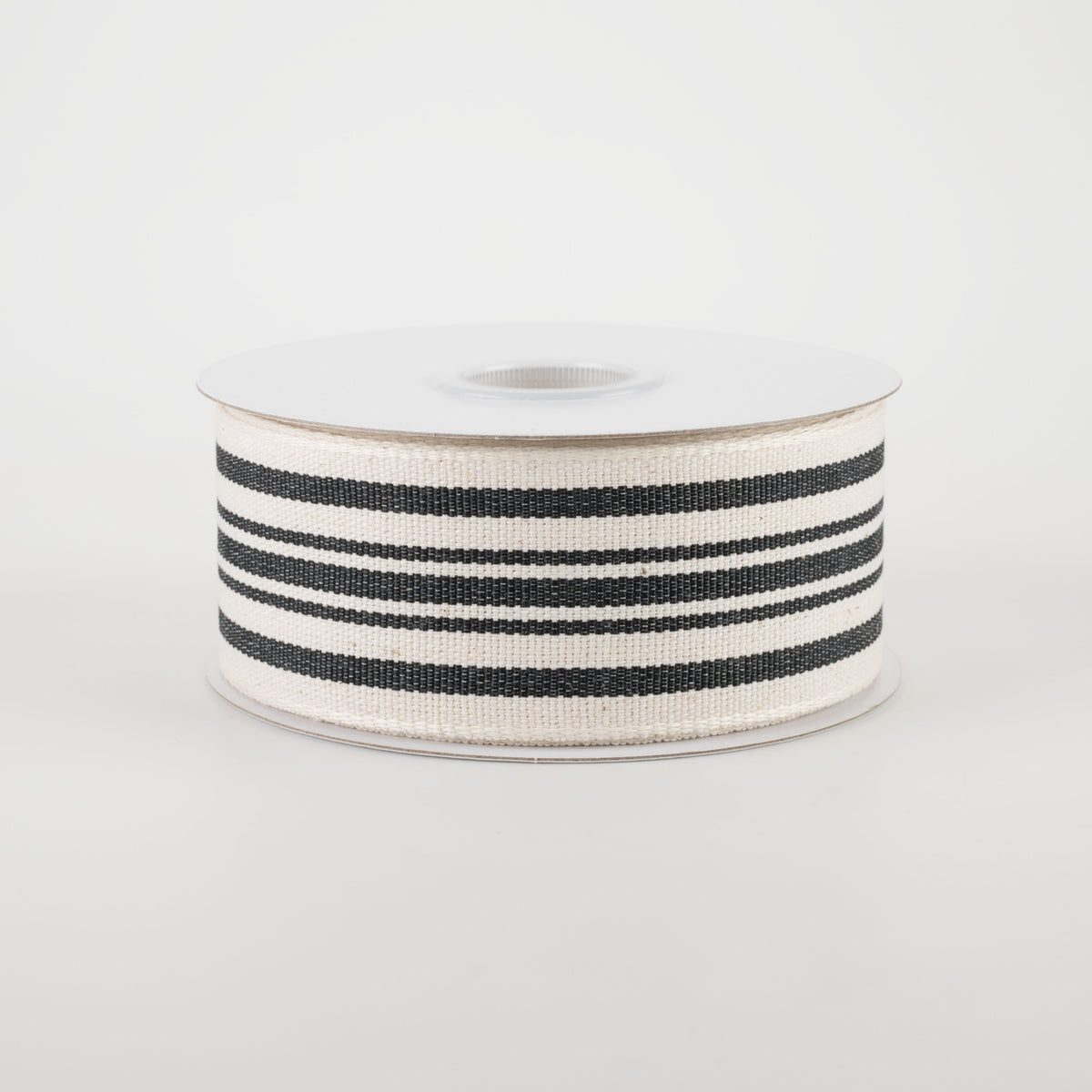 1.5" French Ticking Stripe Ribbon: Ivory & Black (10 Yards)