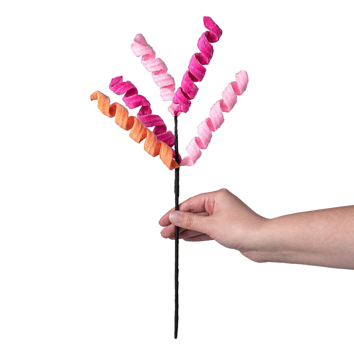 16" Frizzy Curly Pick: Pink, Coral, Fuchsia detail photo 3