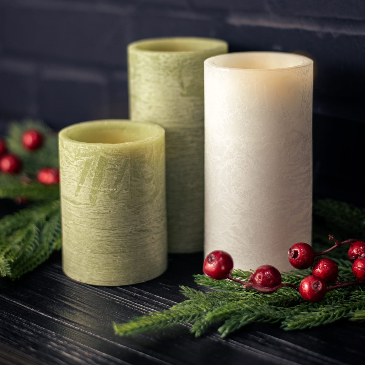 6" Frosted Flameless Candle: White Lifestyle Photo
