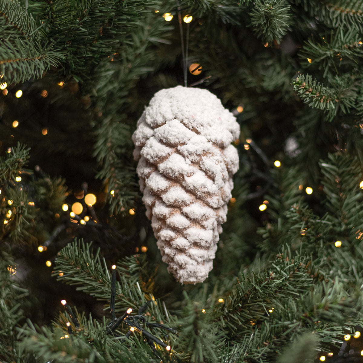 7" Frosted Pinecone Ornament Lifestyle Photo