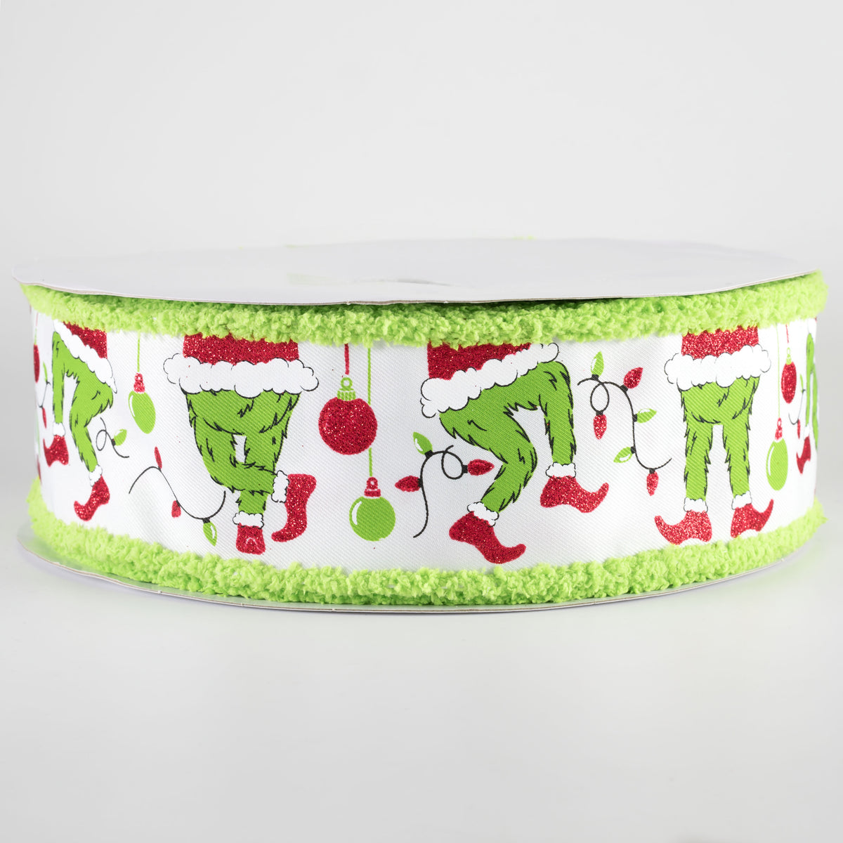 2.5" Furry Edge Green Monster Elf Legs Ribbon: White (50 Yards) Item Number: RGC8243