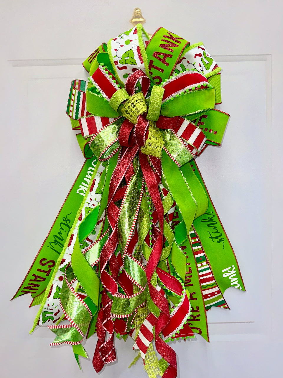 2.5" Furry Edge Green Monster Elf Legs Ribbon: White (50 Yards) detail photo 4