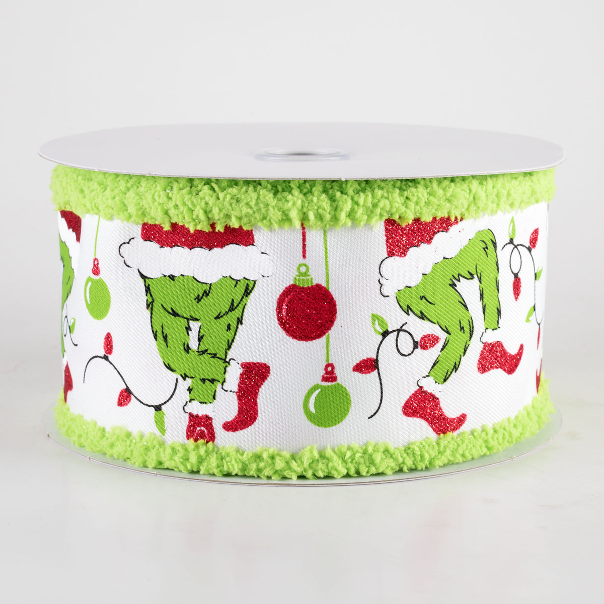 2.5" Furry Edge Green Monster Elf Legs Ribbon: White (10 Yards) Item Number: RGC8242