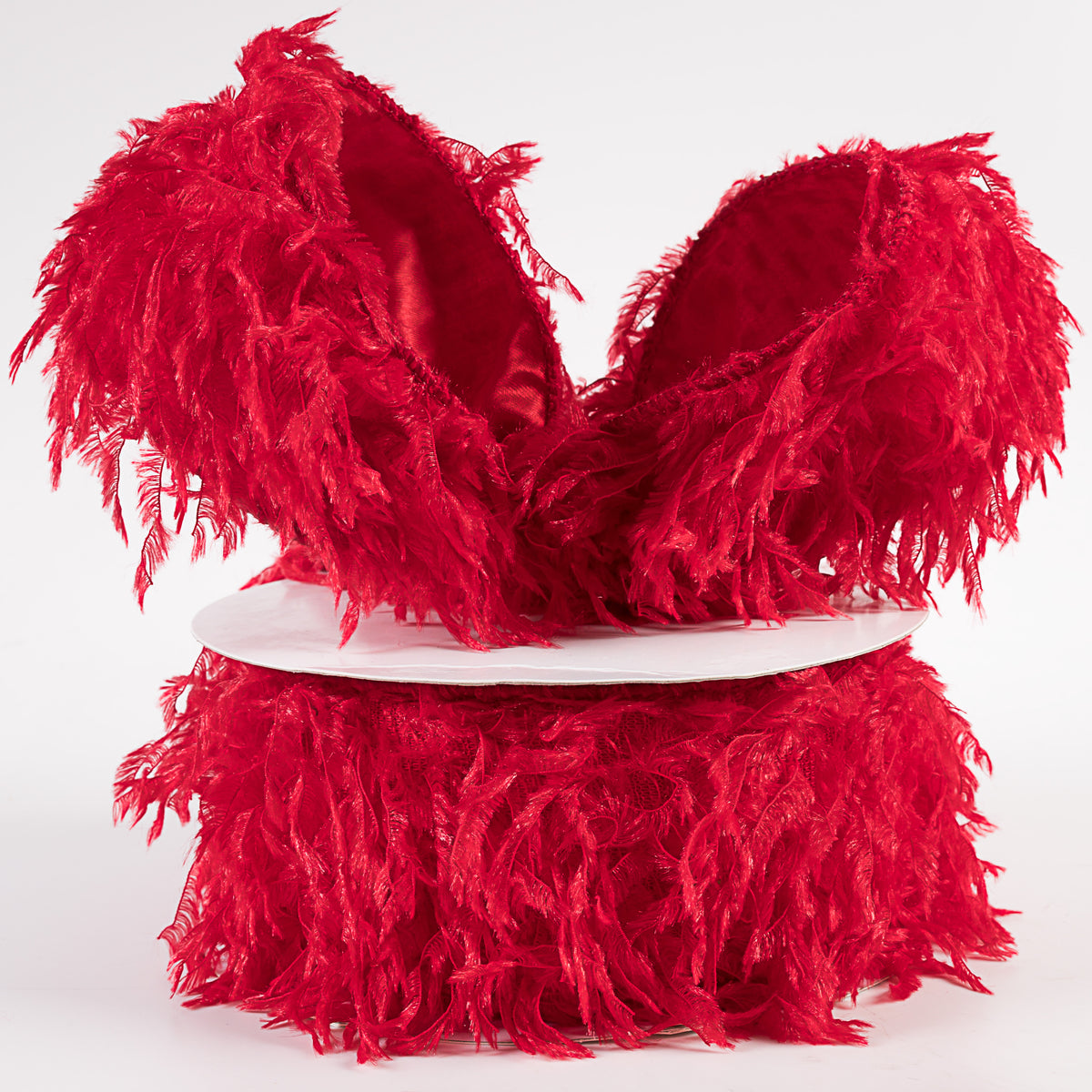 2.5" Furry Fabric Ribbon: Red (10 Yards) Lifestyle Photo