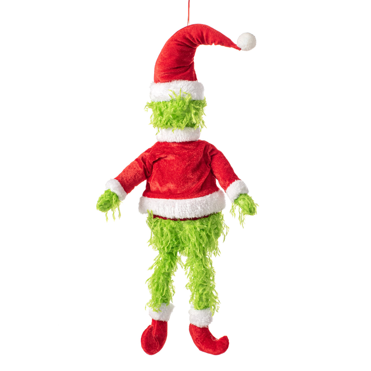 21" Furry Green Monster Santa Elf Accent Item Number: XJ5186