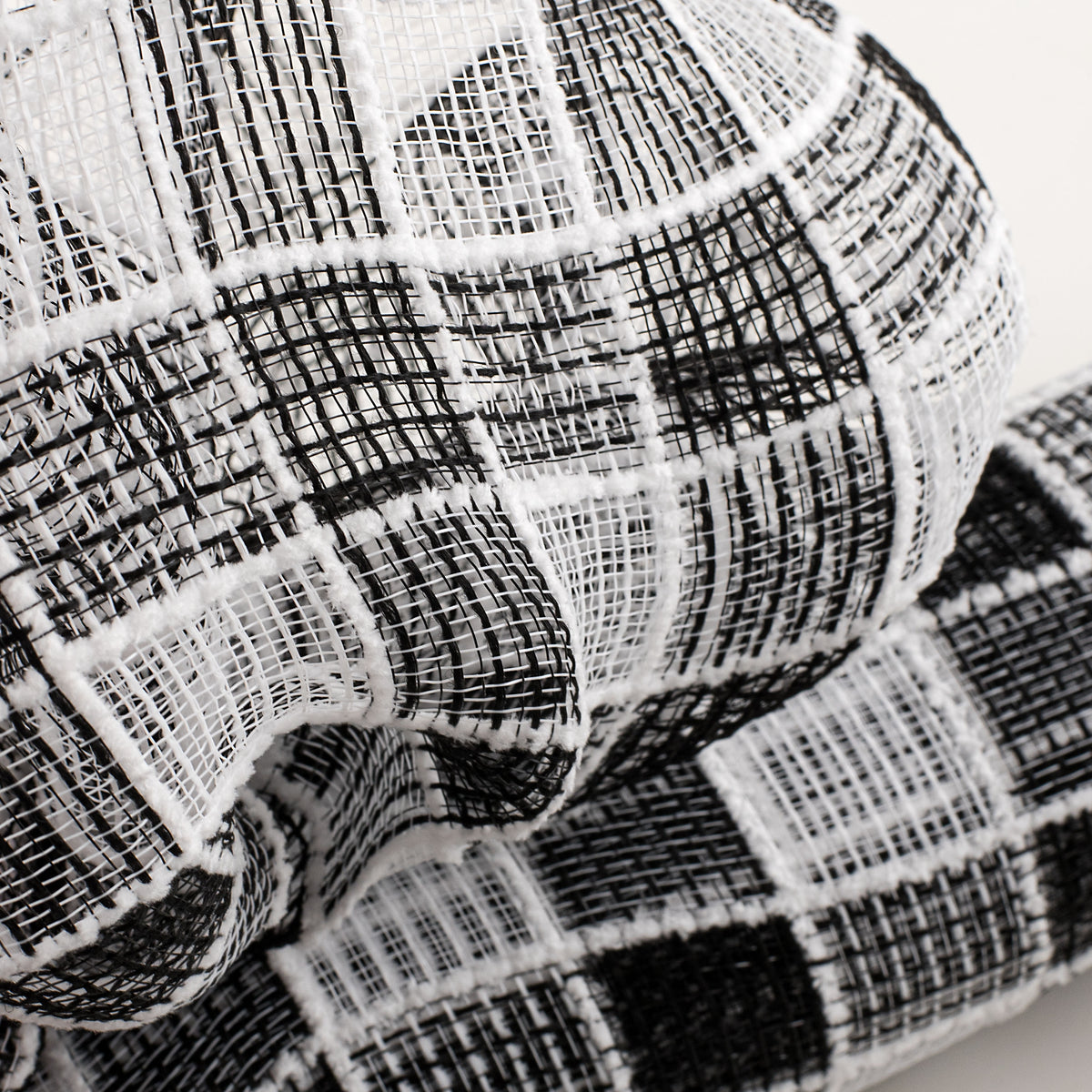 21" Fuzz Snow Check Mesh: Black & White Lifestyle Photo