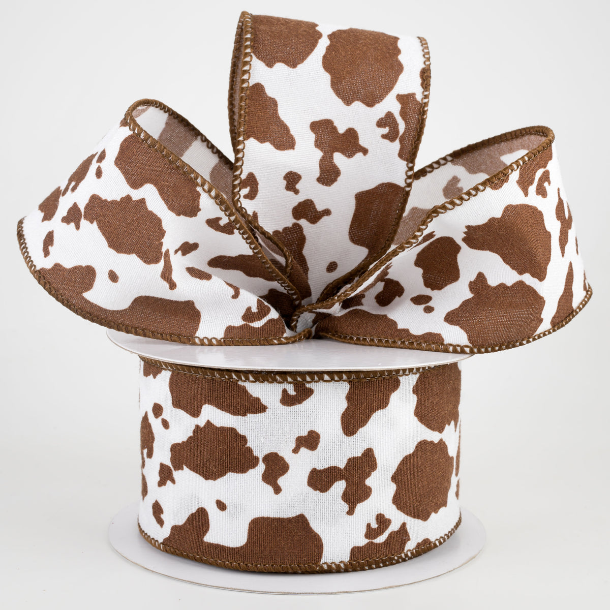 2.5" Fuzzy Cow Print Ribbon: White & Brown (10 Yards) Lifestyle Photo