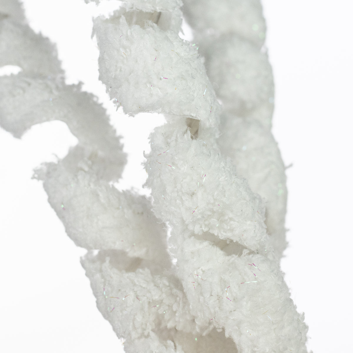 19" Fuzzy Fabric Ribbon Curls Spray: Iridescent White Lifestyle Photo
