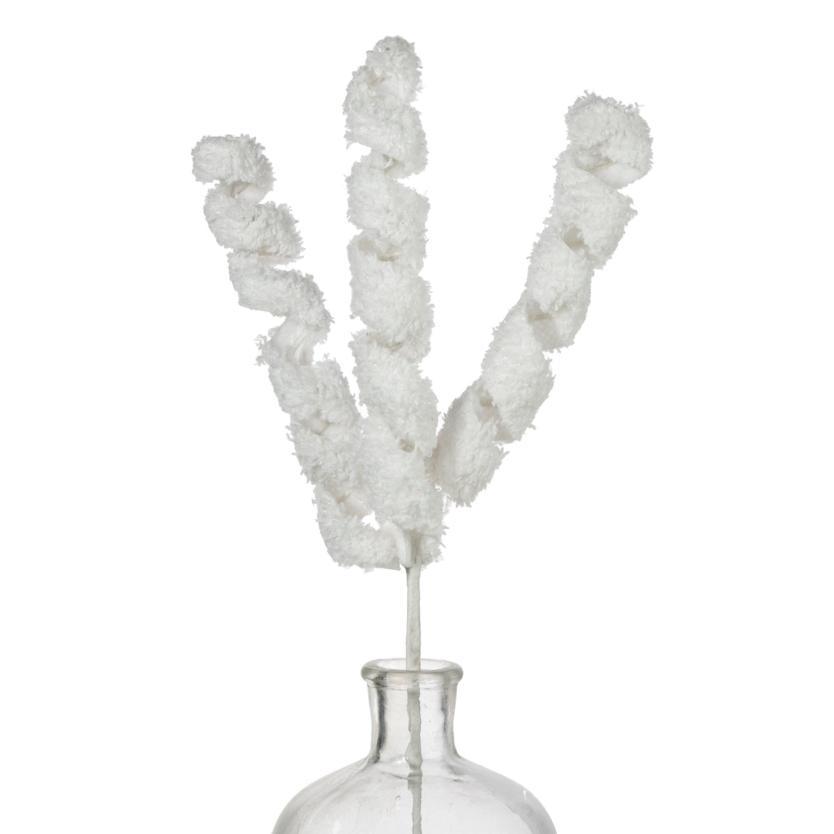 19" Fuzzy Fabric Ribbon Curls Spray: Iridescent White Item Number: 234198