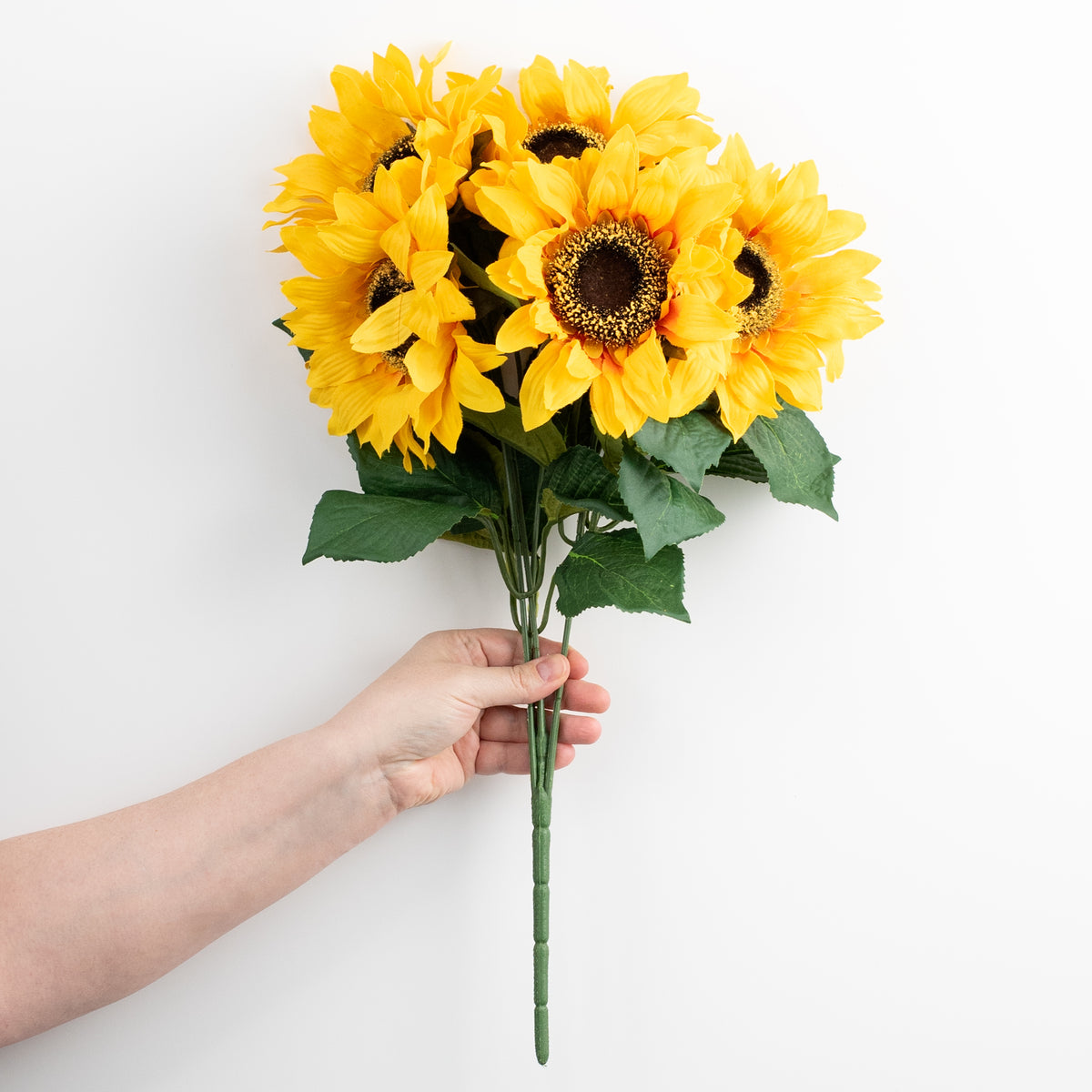 20" Fuzzy Fabric Sunflower Bush: Golden Yellow (5 Stem) detail photo 3
