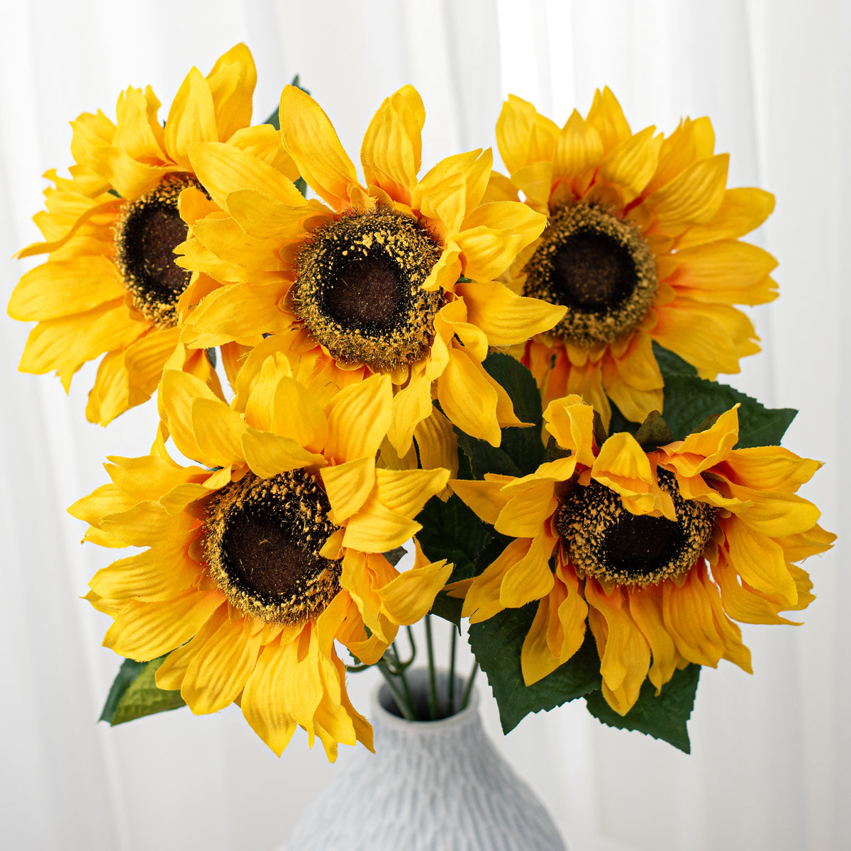 20" Fuzzy Fabric Sunflower Bush: Golden Yellow (5 Stem) Item Number: 57191GDYW