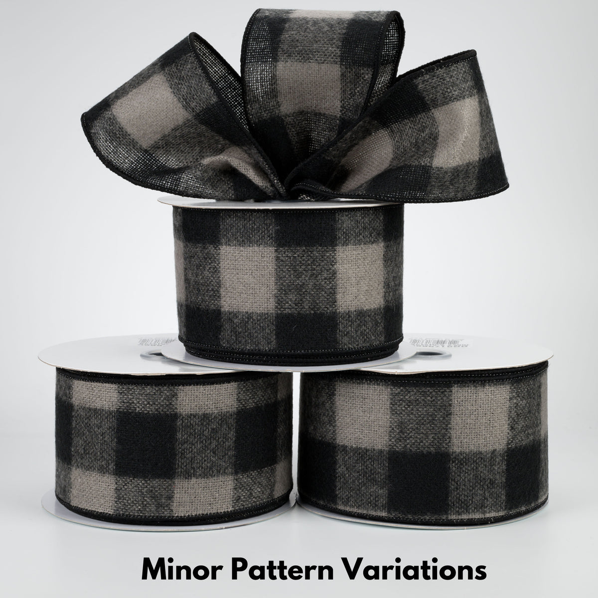 2.5" Fuzzy Flannel Check Ribbon: Black & Grey (10 Yards) Lifestyle Photo