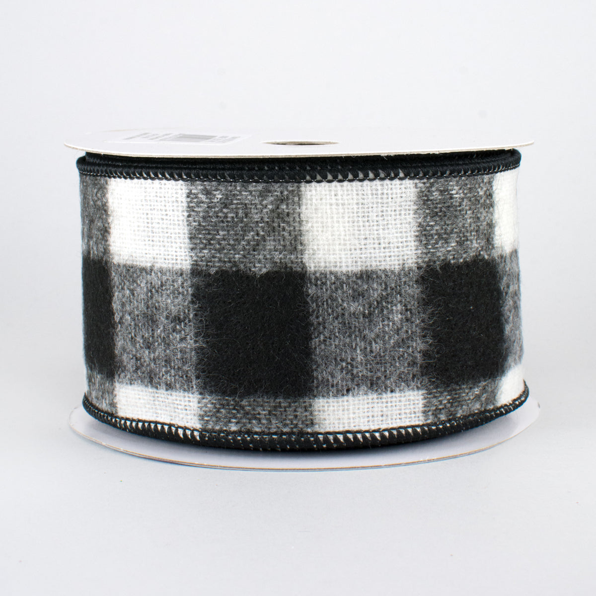2.5" Fuzzy Flannel Check Ribbon: Black & White (10 Yards)