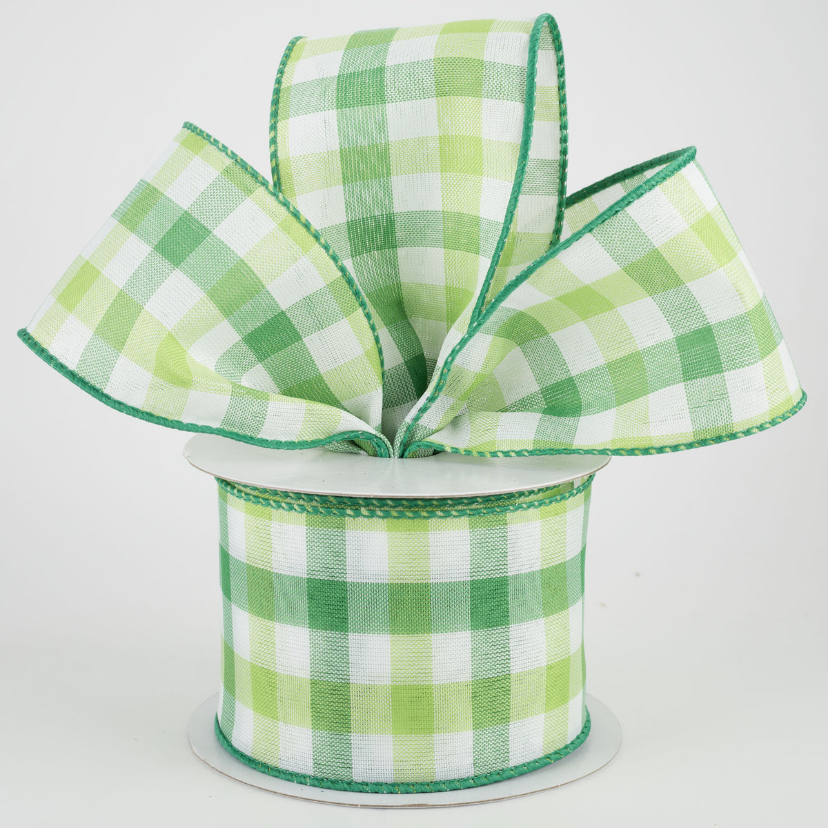 2.5" Garden Check Ribbon: Green, White, Lime (10 Yards) Lifestyle Photo