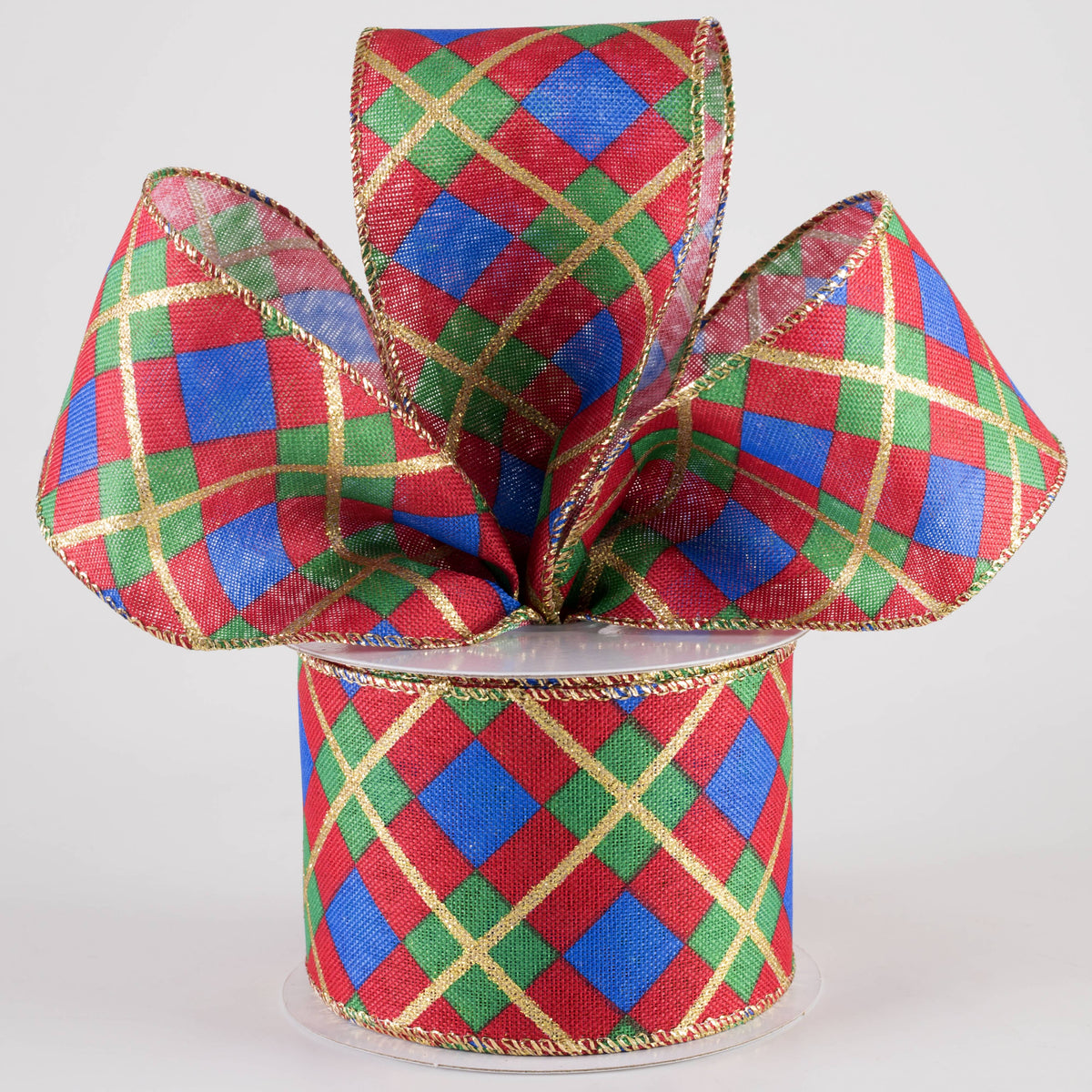 2.5" Georgina Plaid Ribbon: Red, Green, Blue, Gold (10 Yards) Lifestyle Photo