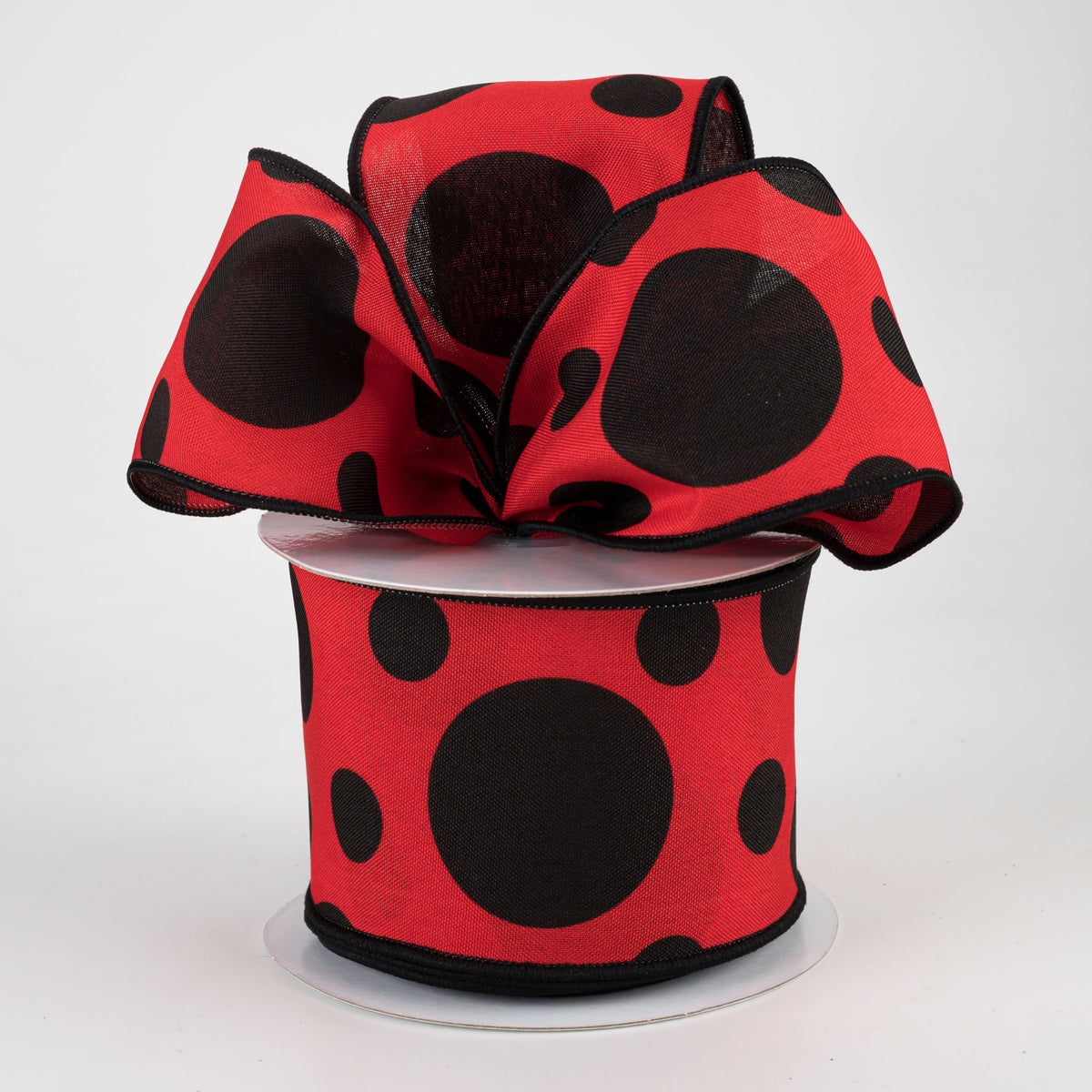 2.5" Giant Three Size Polka Dot Ribbon: Red & Black (10 Yards) Lifestyle Photo