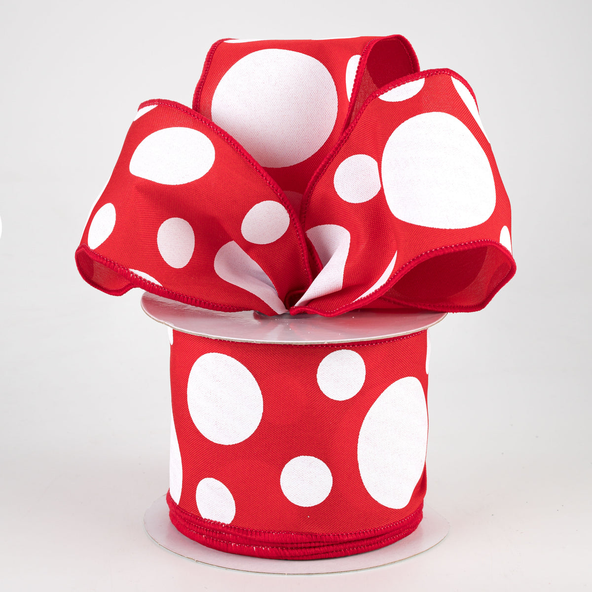 2.5" Giant Three Size Polka Dot Ribbon: Red (10 Yards) Lifestyle Photo