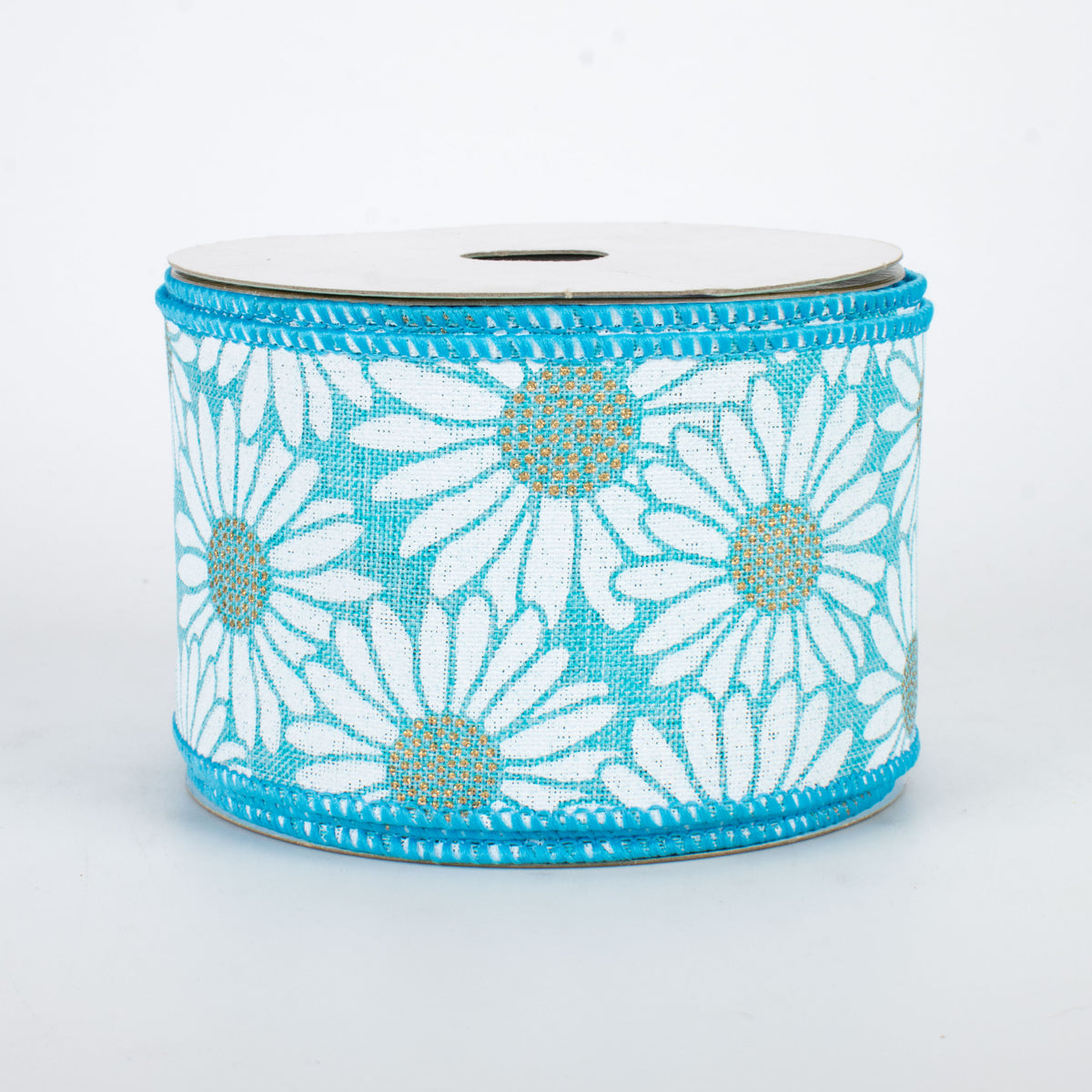 2.5" Gilt Daisies Ribbon: Blue (10 Yards) Item Number: 275916