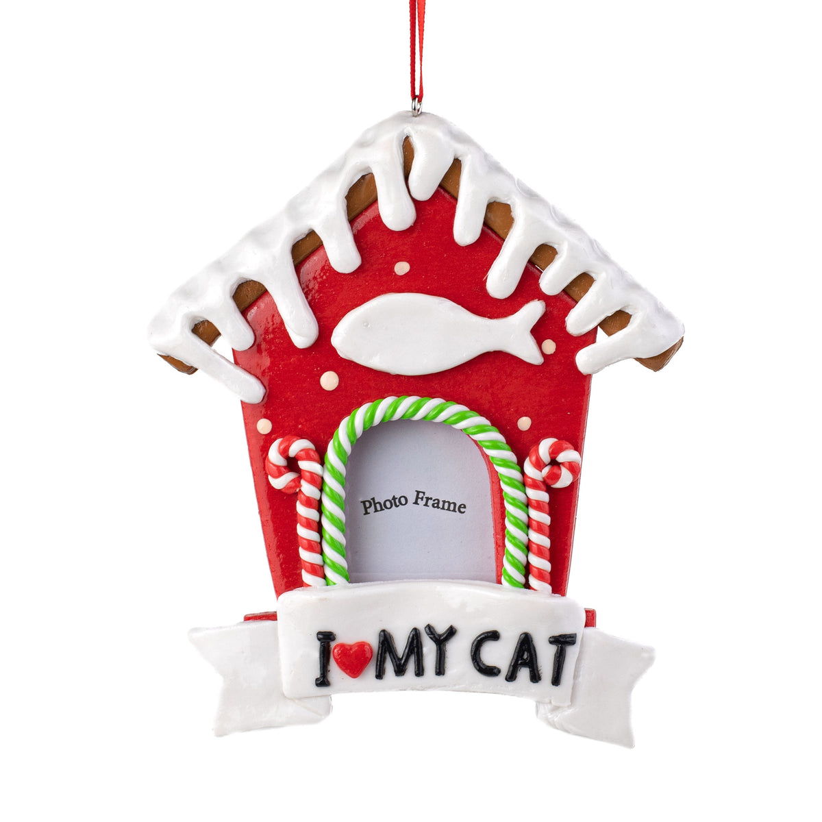 5.5" Gingerbread Cat House Photo Ornament Item Number: 4014113