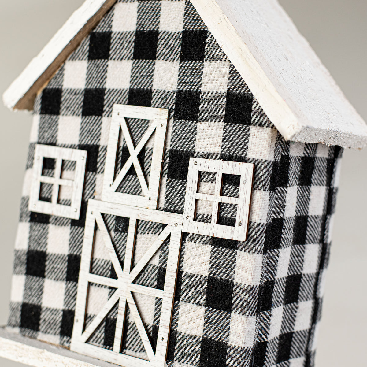 9" Gingham Barn Ornament detail photo 3