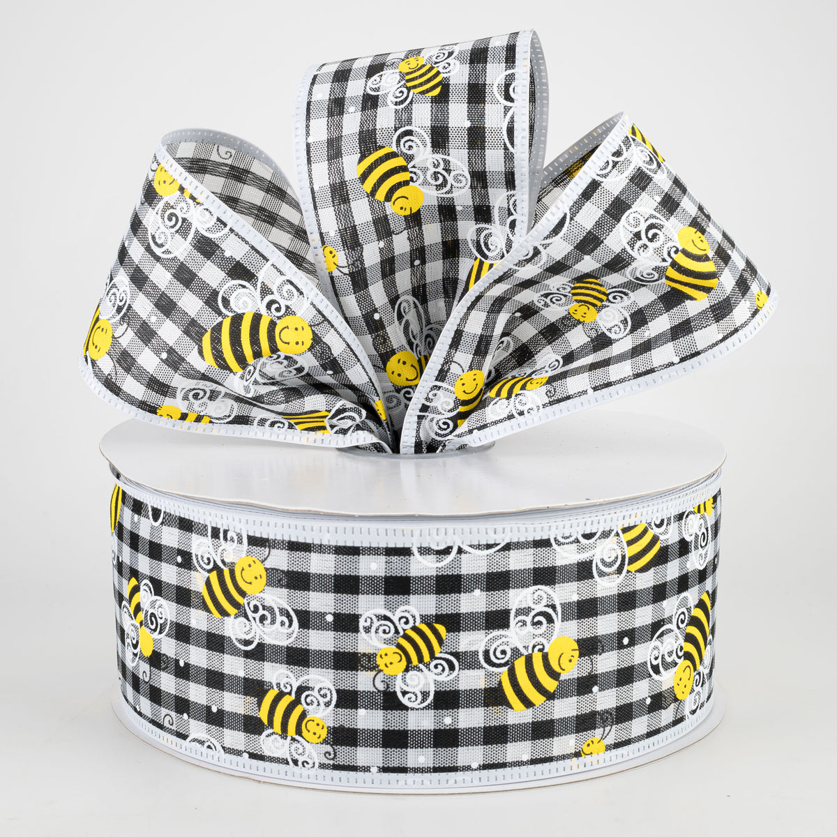 2.5" Gingham Bee Ribbon With White Edge (50 Yards) Lifestyle Photo