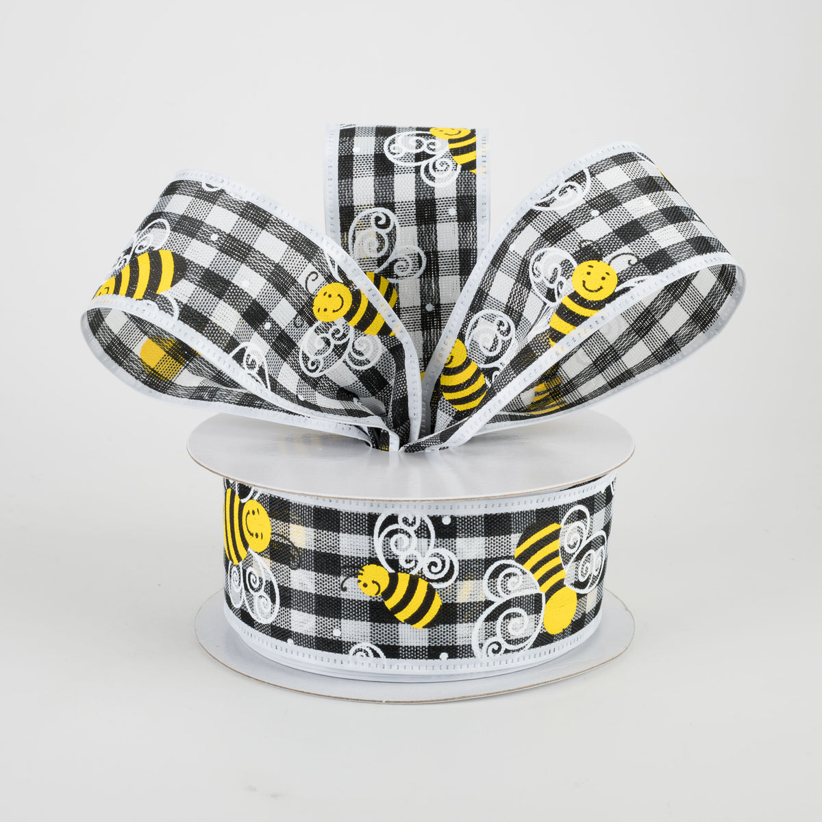 1.5" Gingham Bee Ribbon With White Edge (10 Yards) Lifestyle Photo