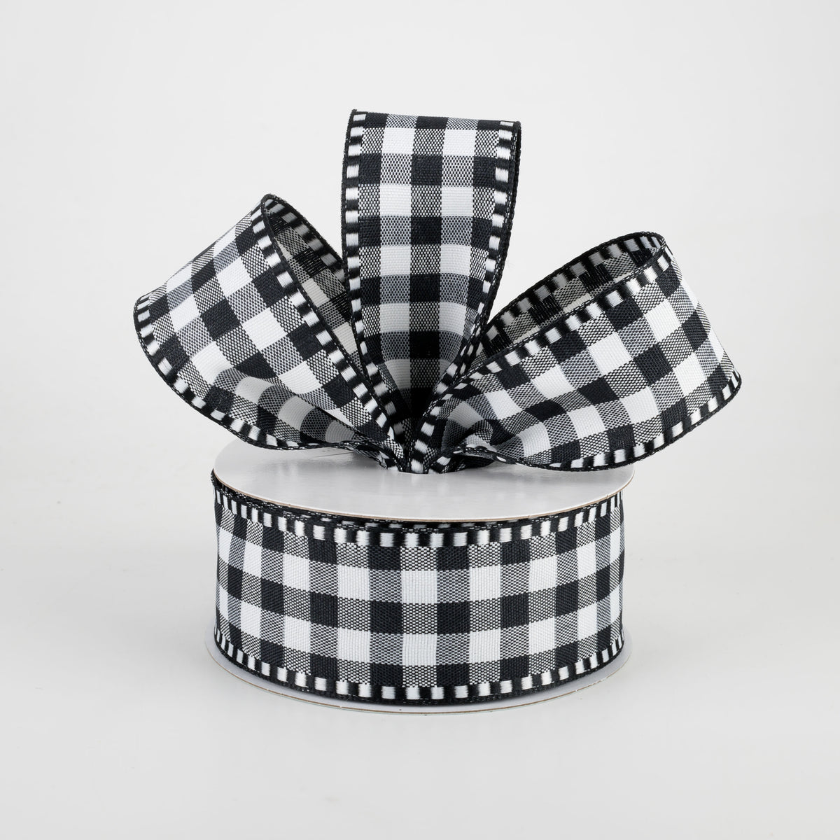 1.5" Gingham Check Dashed Edge Ribbon: Black & White (10 Yards) Lifestyle Photo