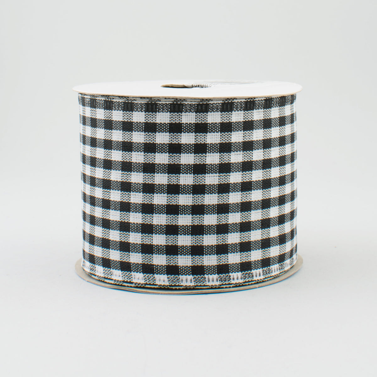 2.5" Gingham Check Wired Ribbon: Black & White (10 Yards)