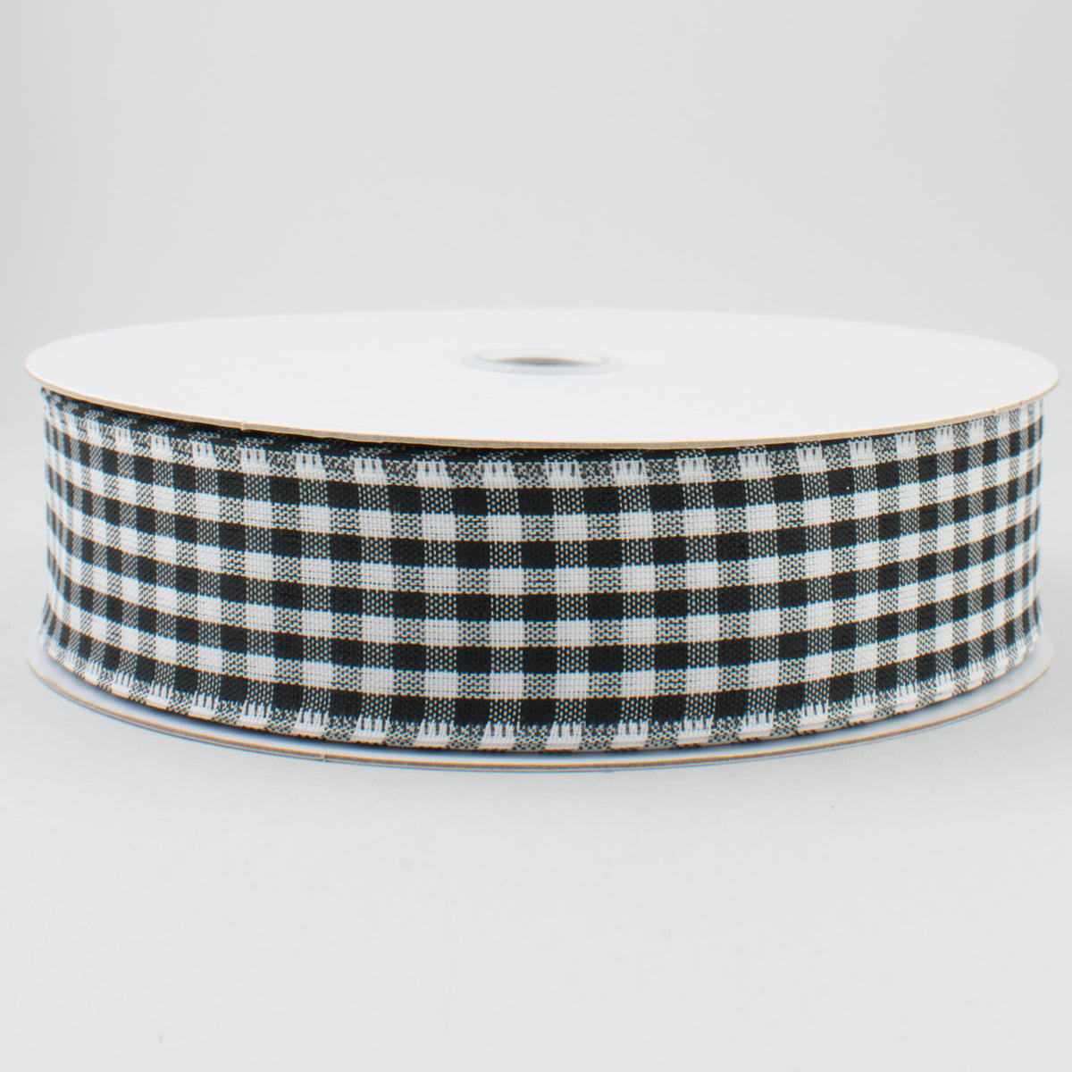 1.5" Gingham Check Wired Ribbon: Black & White (50 Yards)